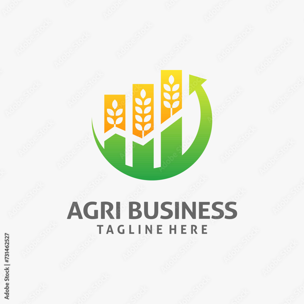 Wheat and chart for agribusiness logo design