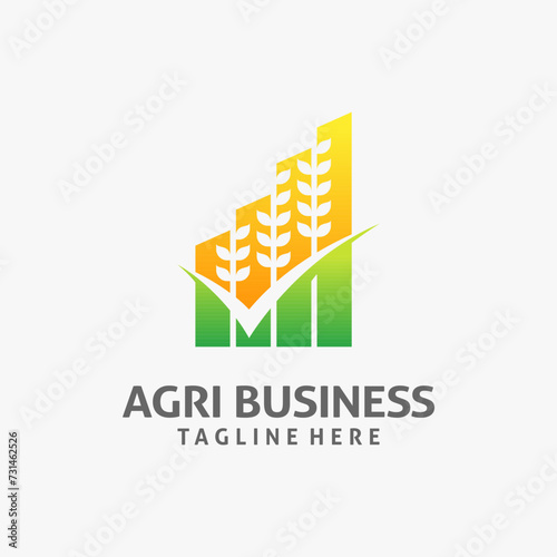 Wheat and chart for agribusiness logo design