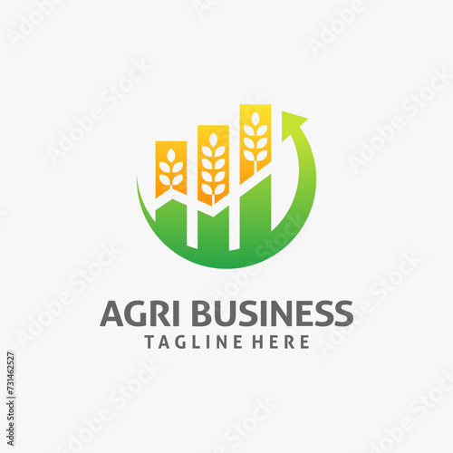 Wheat and chart for agribusiness logo design
