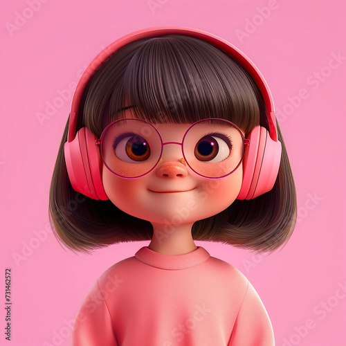 A 3D-rendered girl in Pixar style, her charming presence crafted by AI Generative innovation.