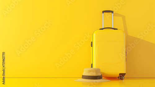 Bright yellow suitcase setup for a stylish trip AI Generative.