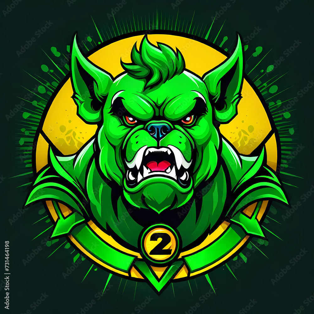 Fototapeta premium Bulldog mascot sport logo design. Dog head illustration for sport and esport logo. Suitable for mascot, badge, emblem t-shirt print.