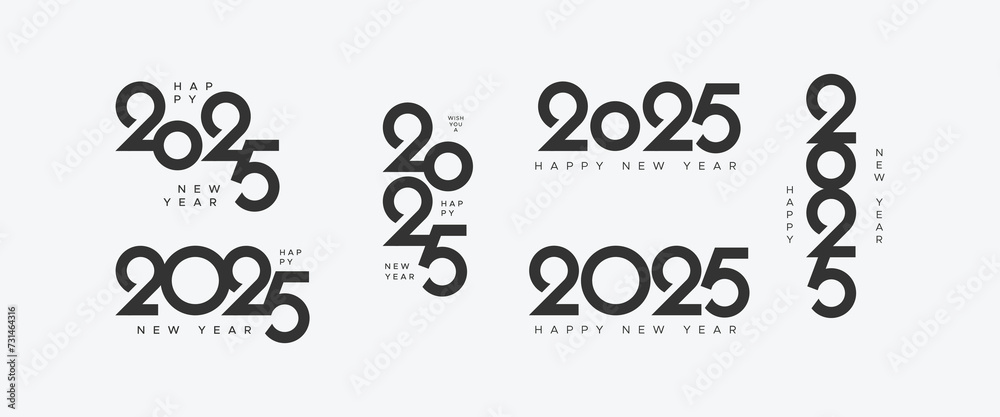 Big set of 2025 new year logo text design. Collection of 2025 new year ...