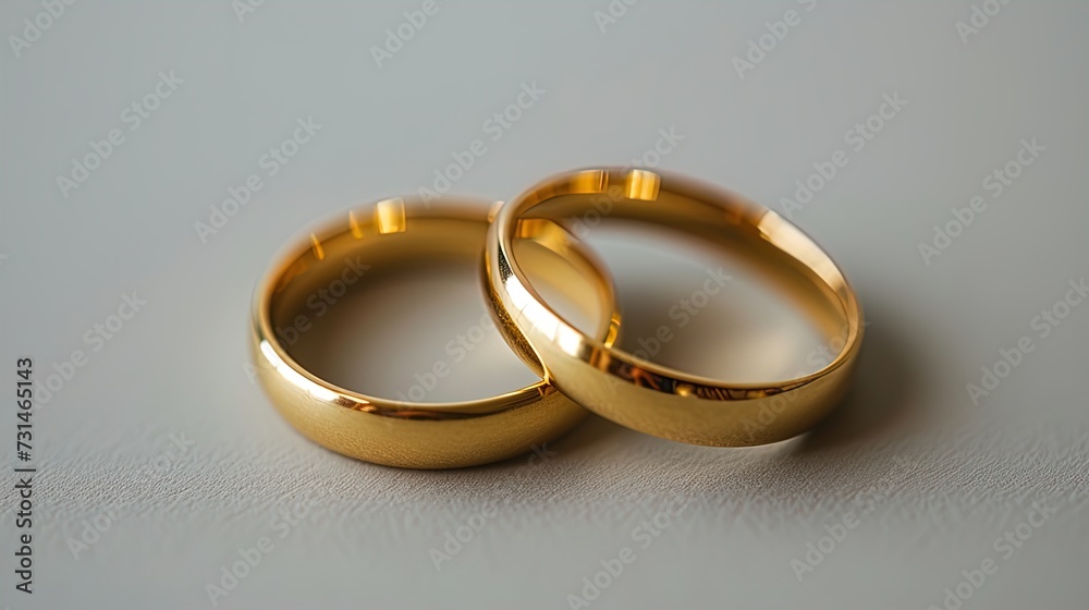 Eternal Love Captured! Close-Up of Two Gold Wedding Rings, Symbolizing the Sacred Bond of Matrimony. Seize the Moment of Everlasting Commitment!