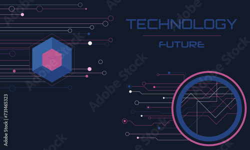 Technology Modern Banner, Poster in Cyberpunk style. Abstract Futuristic  Colorful background. Geometric template
Vector illustration