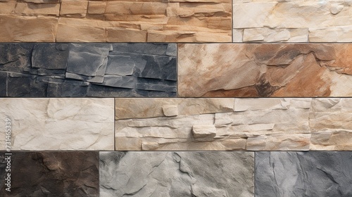Set of stone wall texture background for interior exterior decoration and industrial