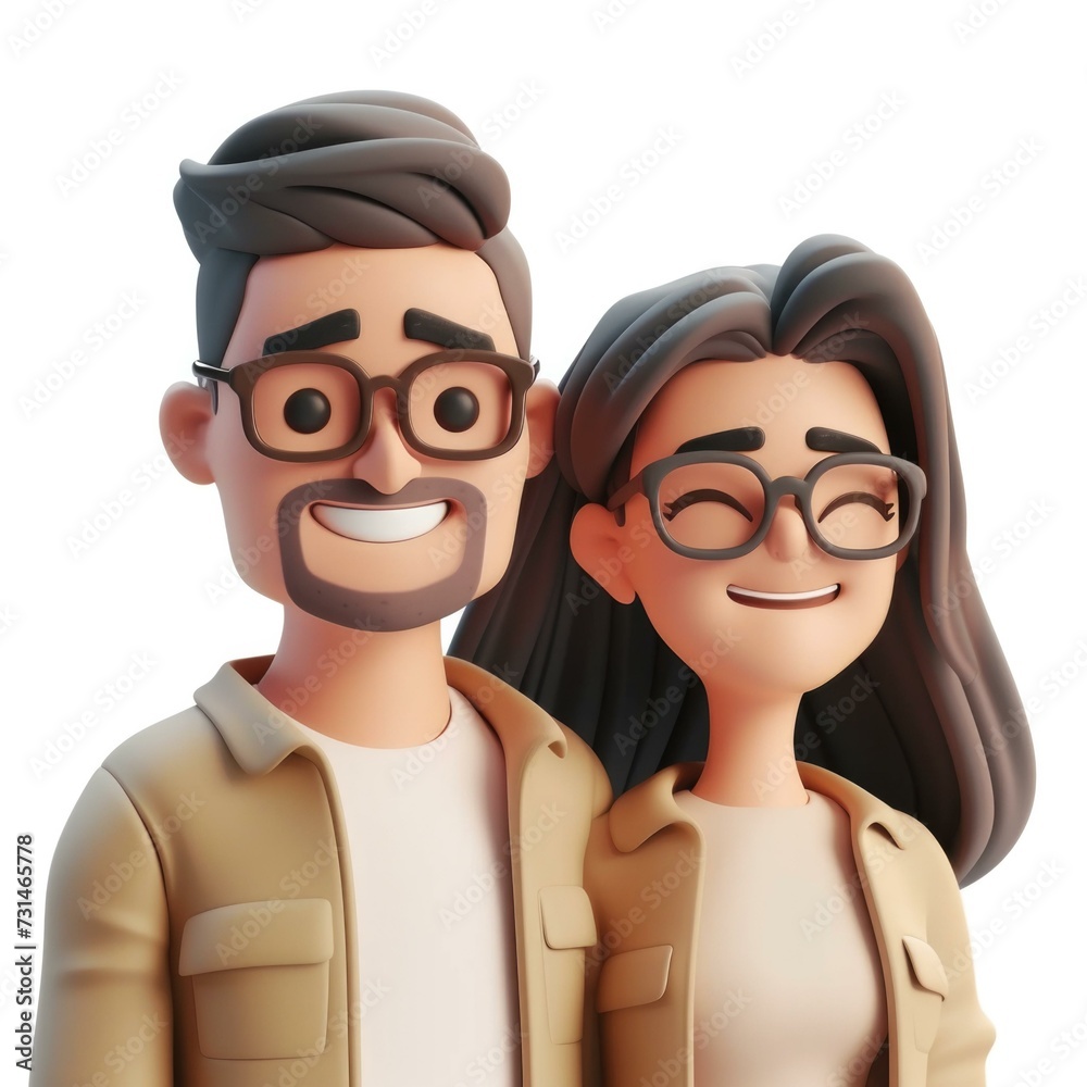 Fototapeta premium A couple in glasses standing next to each other. Generative AI.