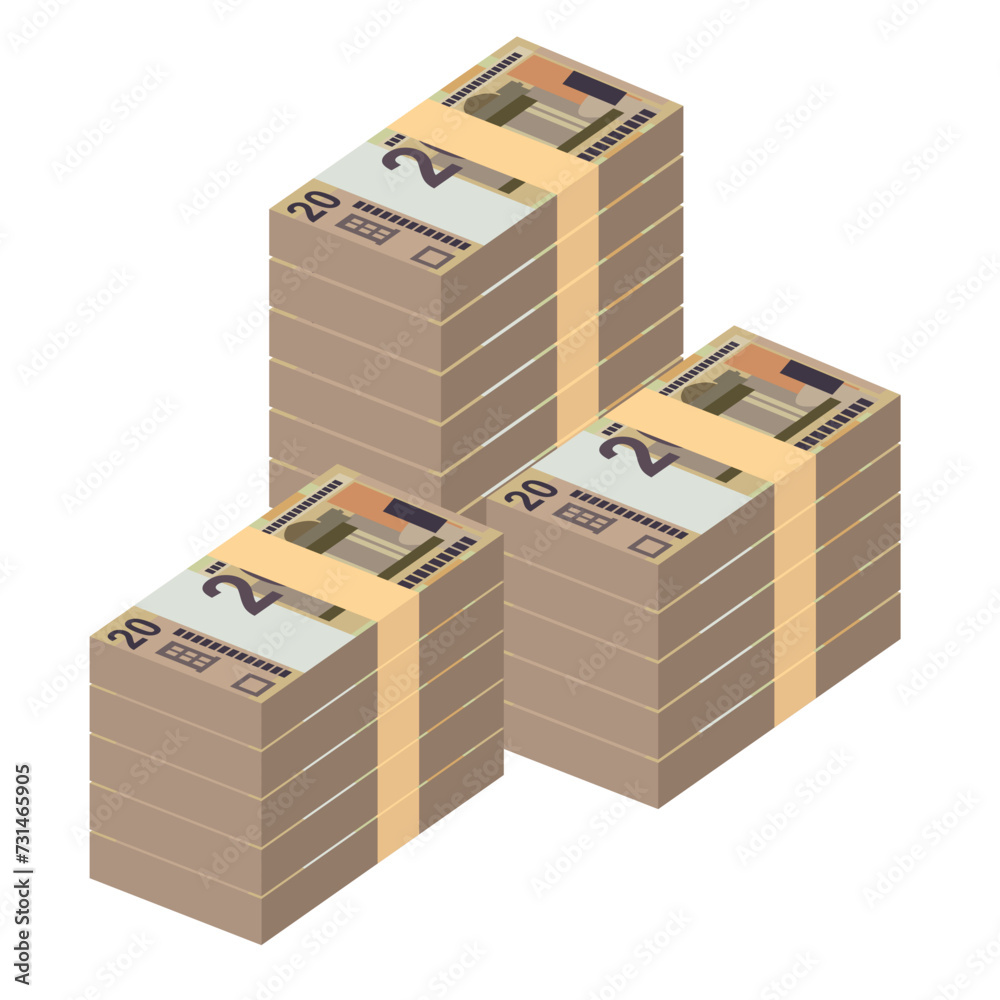 Belarusian ruble Vector Illustration. Belarus money set bundle banknotes. Paper money 20 BYN. Flat style. Isolated on white background. Simple minimal design. Belarusian ruble Vector Illustration. Belarus money set bundle banknotes. Paper money 20 BYN. Flat style. Isolated on white background. Simple minimal design.