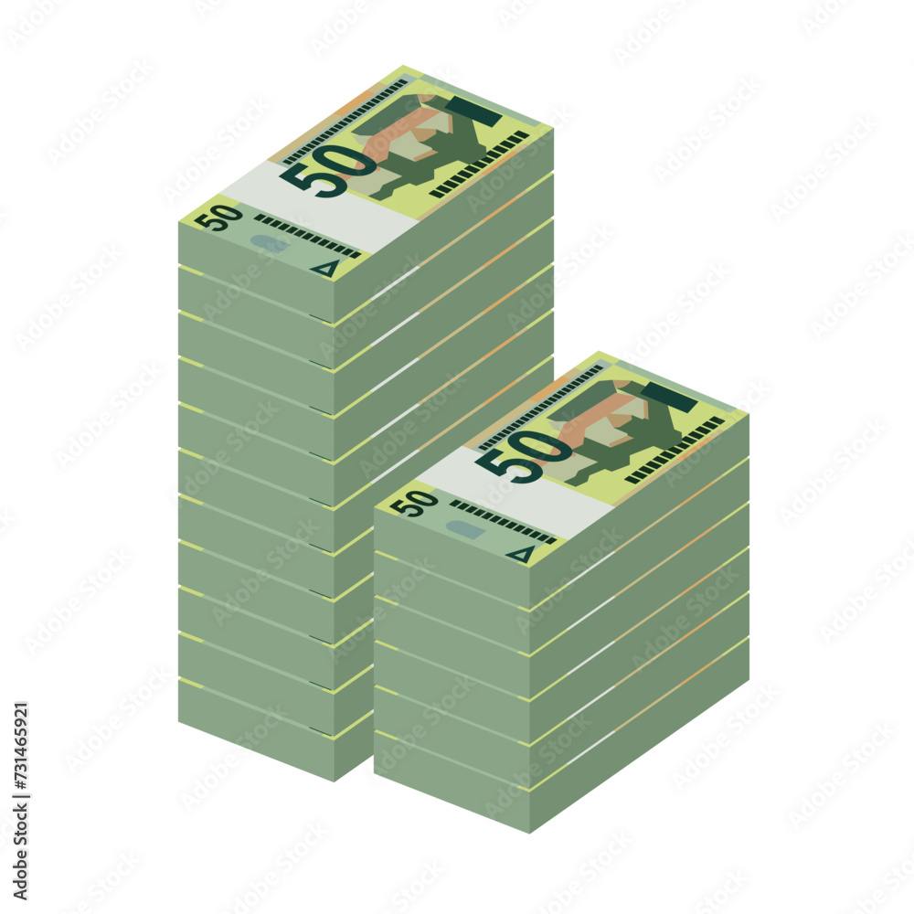 Belarusian ruble Vector Illustration. Belarus money set bundle banknotes. Paper money 50 BYN. Flat style. Isolated on white background. Simple minimal design. Belarusian ruble Vector Illustration. Belarus money set bundle banknotes. Paper money 50 BYN. Flat style. Isolated on white background. Simple minimal design.