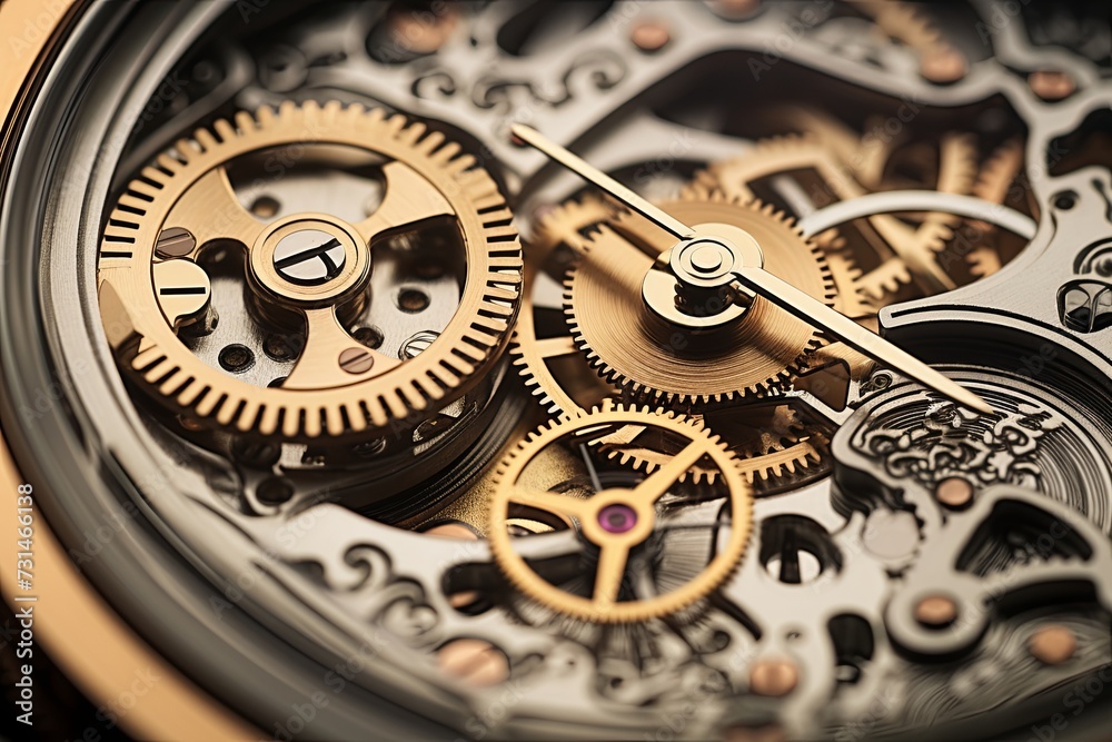 background of the gear mechanism inside the watch. 