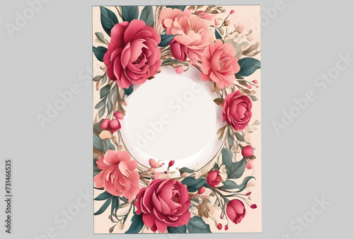 beautiful hand drawn floral wedding beautiful floral and leaves invitation card Vector template.