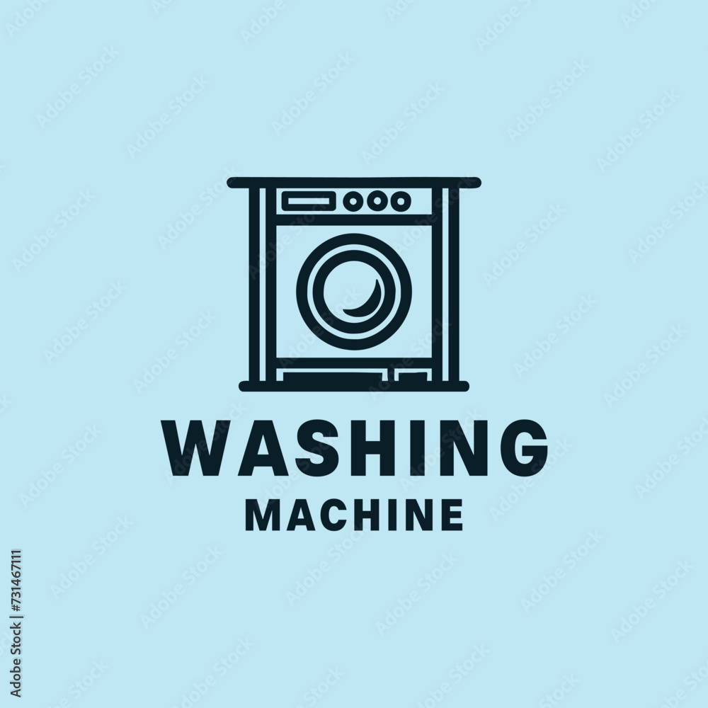 Machine Laundry Vector Logo Monoline Washing Machine Design illustration