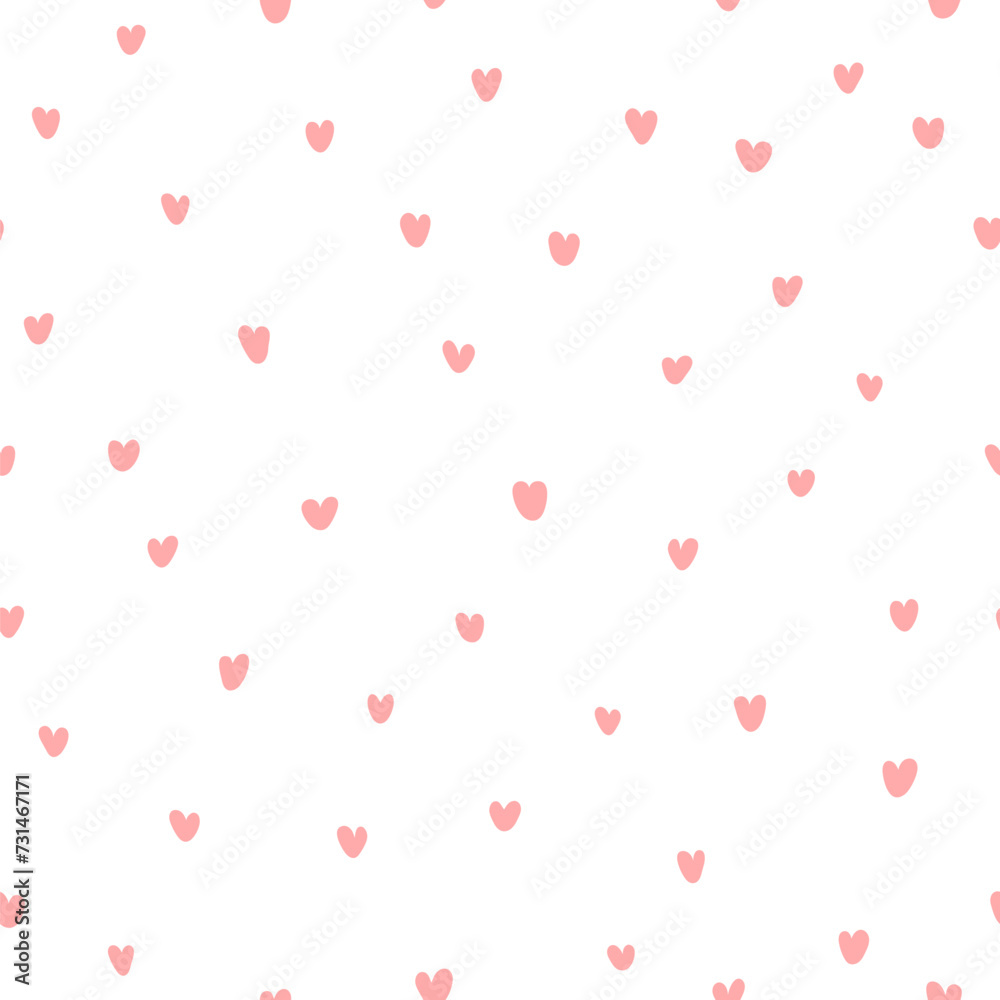 small pink hearts. cute repetitive background. valentine card. vector seamless pattern. fabric swatch. wrapping paper. design template for textile