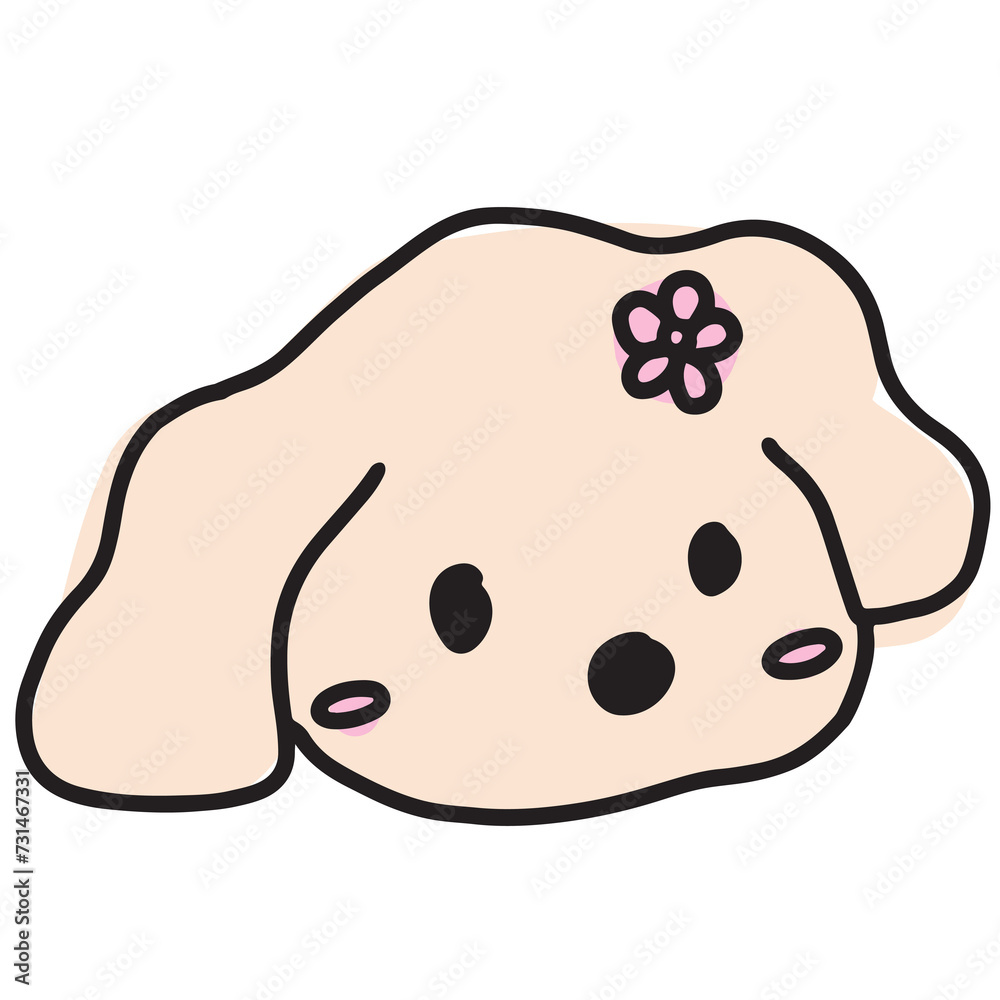 Hand drawn of puppy with flowers for cute sticker, tattoo, fabric print, toy, decorations, cartoon character, mascot, pet, vet, animal logo, dog icon, clip art, ads, banner, social media post Hand drawn of puppy with flowers for cute sticker, tattoo, fabric print, toy, decorations, cartoon character, mascot, pet, vet, animal logo, dog icon, clip art, ads, banner, social media post