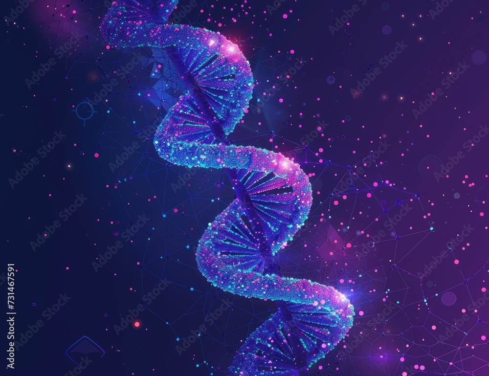 Colorful Background with human dna spiral in violet and blue colors. vibrant illustration Colorful Background with human dna spiral in violet and blue colors. vibrant illustration