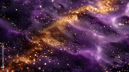 abstract background for packaging display. is purple with gold glitter scattered throughout 