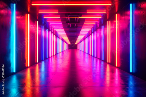 Neon Lit Corridor with Infinite Perspective. © NORN