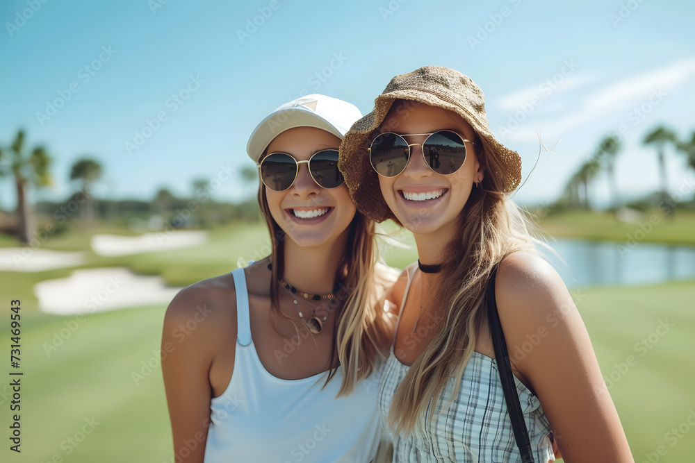 リゾート地でゴルフを楽しむ女性ゴルファー