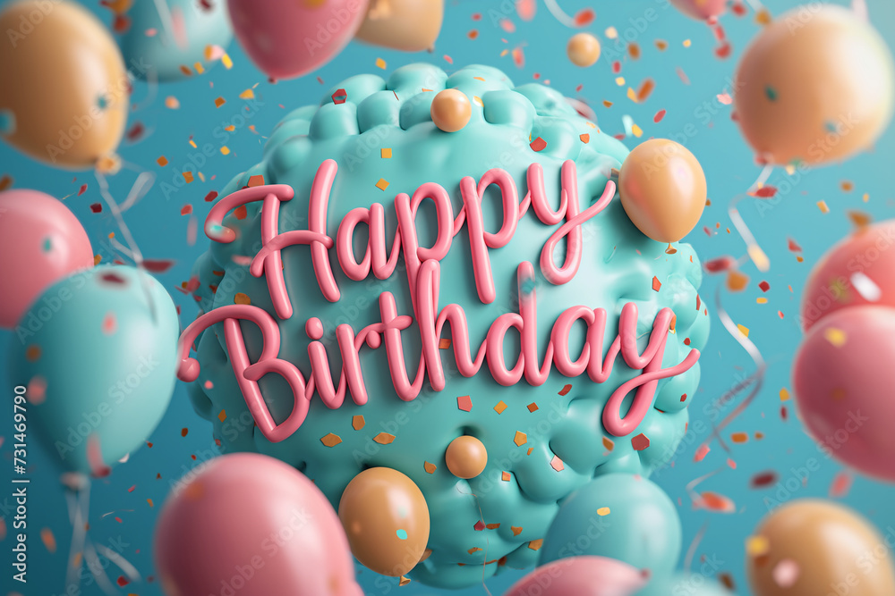 Happy birthday card , Colorful Celebration with Balloons, generative ai illustration. Happy birthday card , Colorful Celebration with Balloons, generative ai illustration.