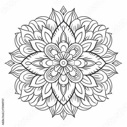 Mandala, coloring style, lines, black and white, ethnic style
