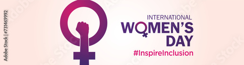 International women's day concept poster. Woman sign illustration background. 2024 women's day campaign theme- #InspireInclusion