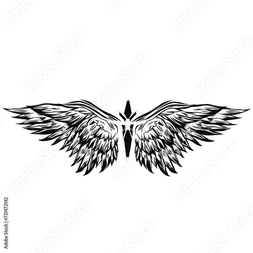 Angel wings illustration feather wings for fashion design, cosplay and dress 