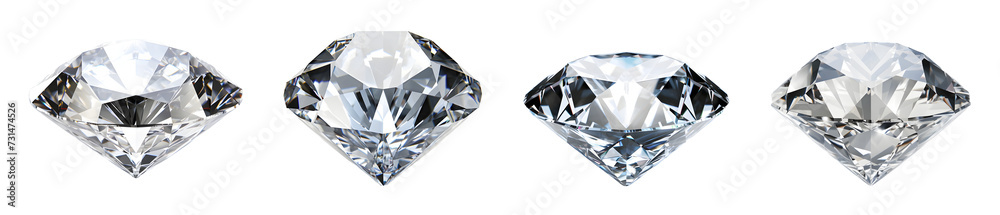 Diamond isolated on a transparent PNG background, white background , Generative Ai