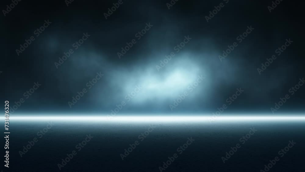 Realistic dark stage with smoke effect and asphalt floor loop animation.