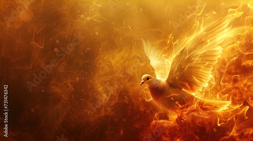 Embrace Divine Fire! Winged Dove in Flames Symbolizes the Holy Spirit. Ignite Your Faith with Powerful Imagery. Perfect for Spiritual Inspiration!