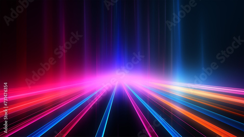 abstract line light neon colorful glowing in the dark background