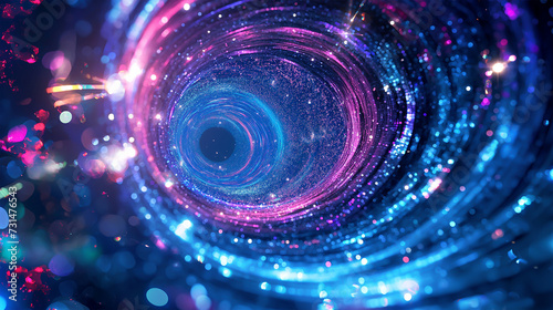 Abstract tunnel or wormhole galaxy science fantasy concept design, glitter and blurred vision,