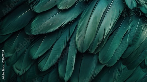 Beautiful dark green color trends feather texture background.