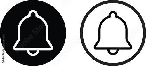 Alarm icon set in two styles isolated on white background . Notification icon vector . Bell icon