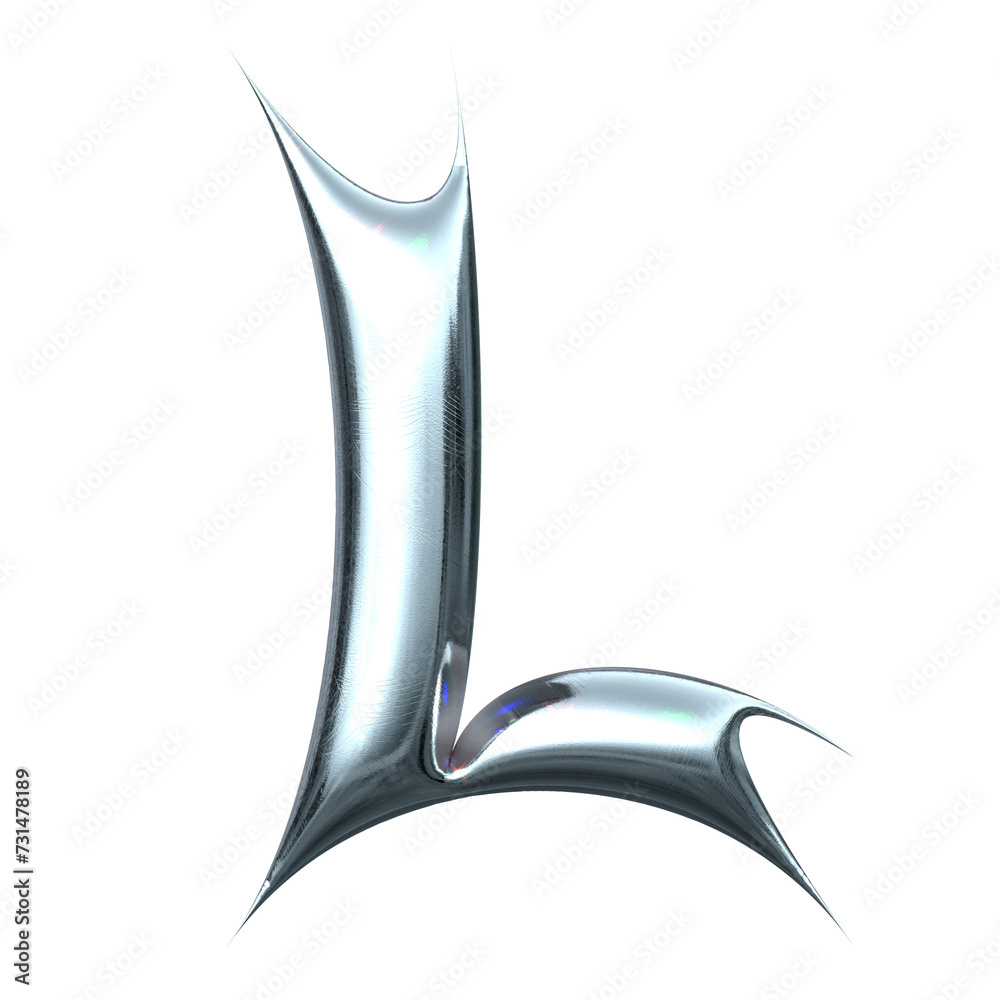 Fototapeta premium transparent chrome letter l