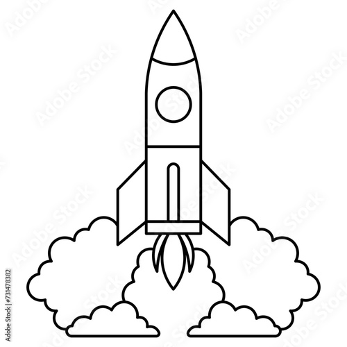 Rocket launch line art element. Can be used for landing page, template, UI, web, mobile app, poster, banner, flyer