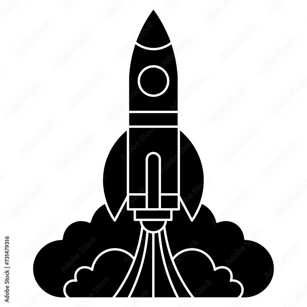 Rocket launch silhouette element. Can be used for landing page, template, UI, web, mobile app, poster, banner, flyer