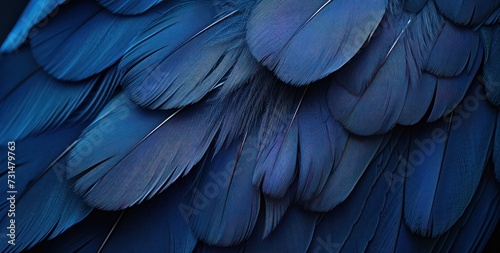 Beautiful dark blue color trends feather texture background. © inthasone