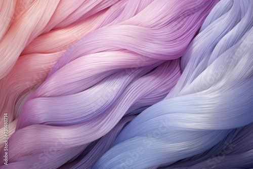 A detailed close-up photograph showcasing the vibrant colors and textures of a multicolored fabric, Silken strands of pastel hues woven together, AI Generated