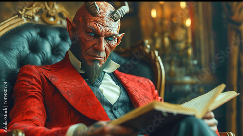 Portrait of an old devil man with horns. Portrait of a devil man with horns photo