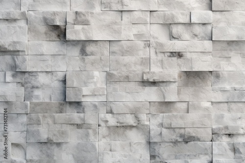 This image showcases a wall constructed with white marble blocks, radiating a timeless appeal, The hard and cool texture of a marble tile, AI Generated