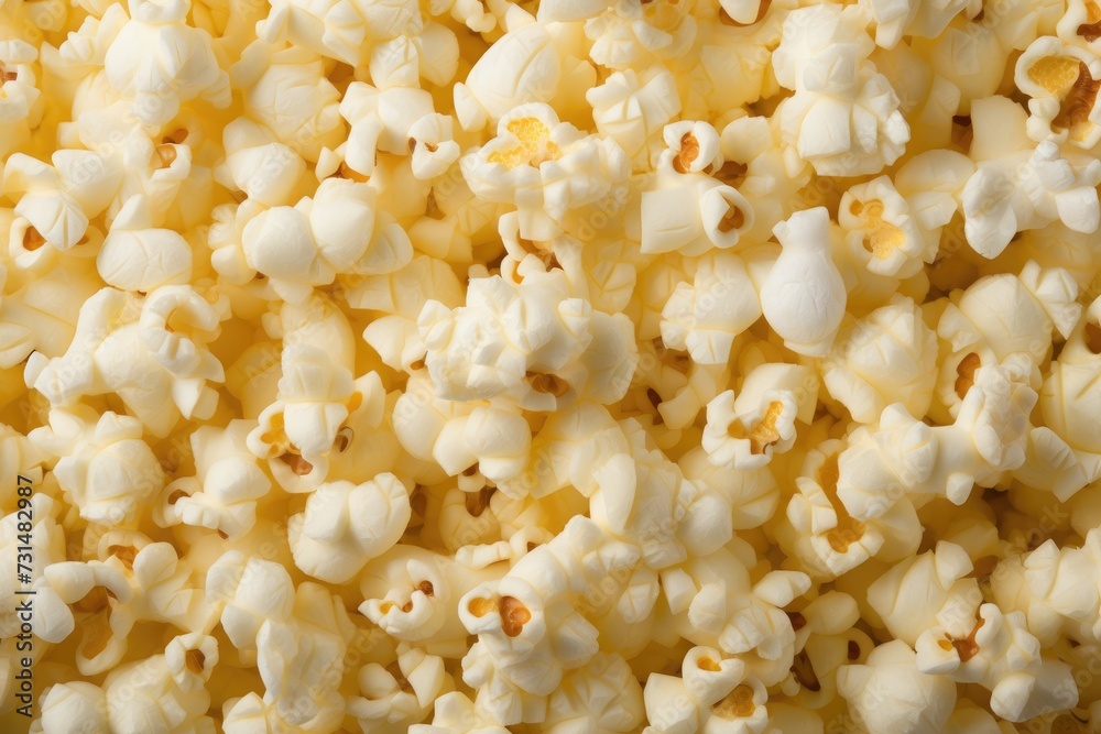 Close Up of Bowl of Popcorn, A Delicious Snack for Movie Nights and Parties, The puffy texture of popcorn, AI Generated