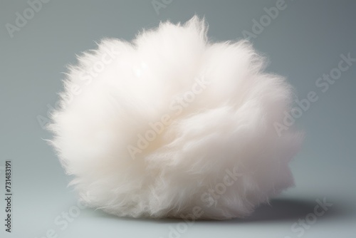 A white fluffy ball of yarn sitting on a plain gray background, The soft and fluffy texture of a cotton ball, AI Generated