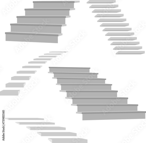 staircase in the house 3d interior staircases isolated on white background. the stair steps collection  