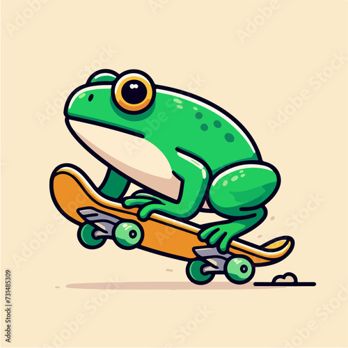sport animal cool frog jumping on a skateboard wearing a hat vector illustration