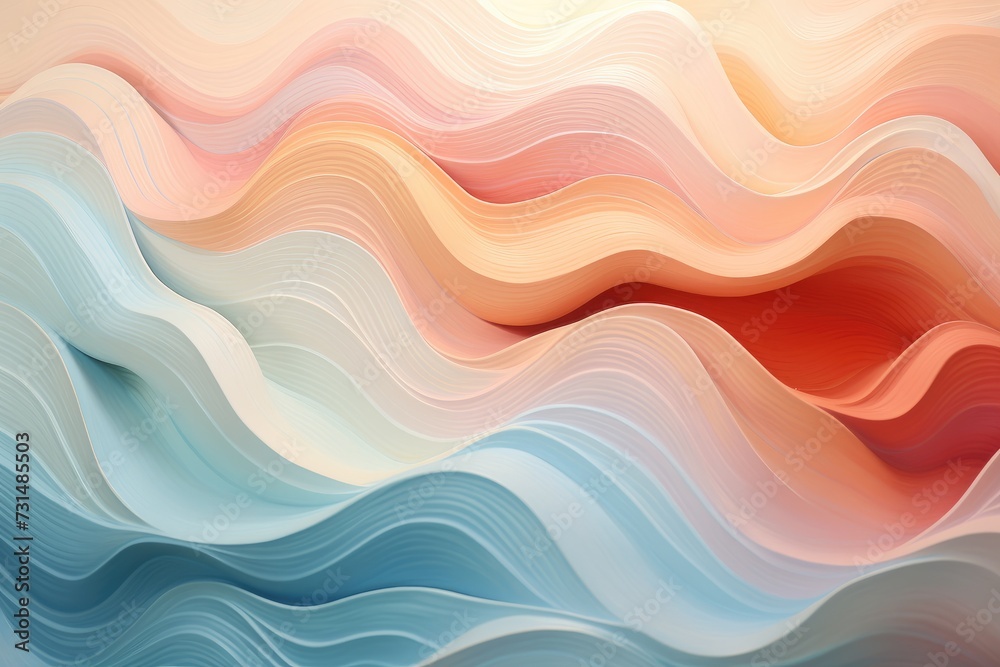 An eye-catching abstract background featuring wavy shapes in varying colors and sizes, Waves of pastel hues blending smoothly into each other, AI Generated An eye-catching abstract background featuring wavy shapes in varying colors and sizes, Waves of pastel hues blending smoothly into each other, AI Generated