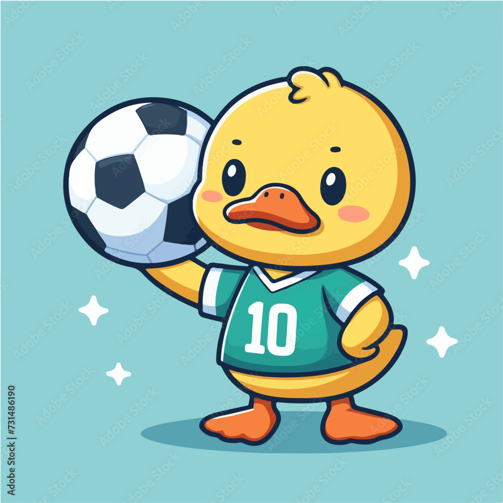 sport animal cute little duck soccer player carrying a ball wearing a jersey vector illustration sport animal cute little duck soccer player carrying a ball wearing a jersey vector illustration