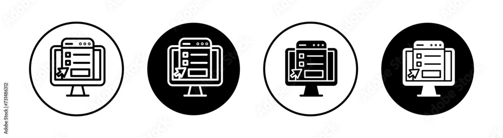Online exam test vector line icon illustration.