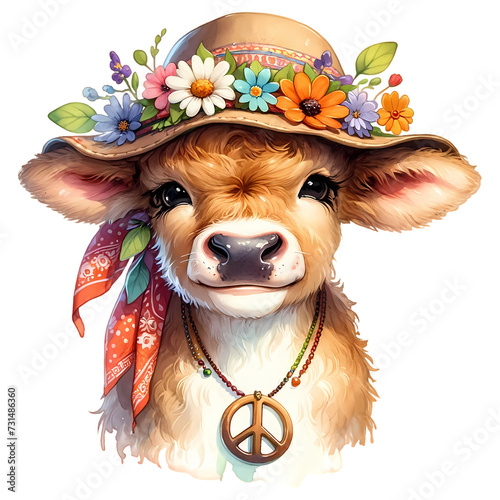 Cute heifer in fancy hat