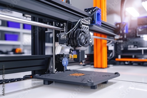 A machine sits on a table, providing a practical and versatile tool for accomplishing diverse tasks efficiently, A 3D printer creating complex IT hardware designs, AI Generated