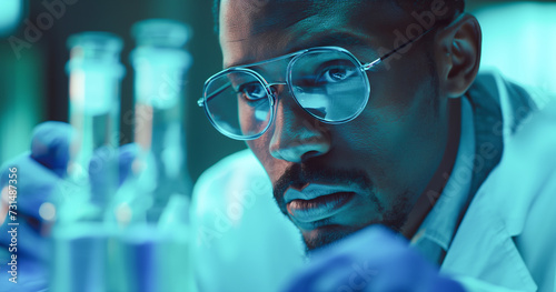 Close-up of Research Scientists Chemists Working in Laboratory Horizontal